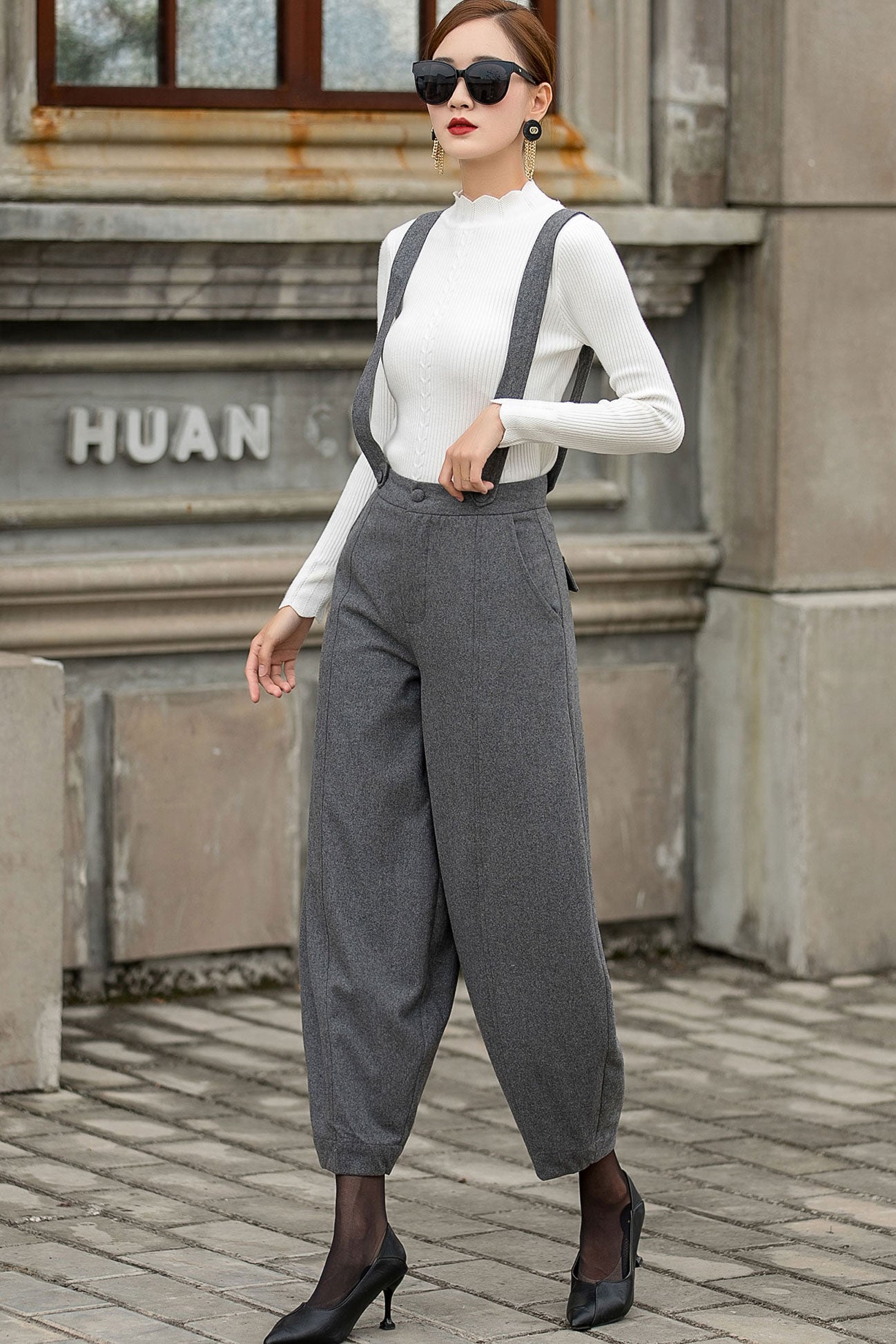 Unique Vintage Plus Size 1930s Blush Rochelle Suspender Pants